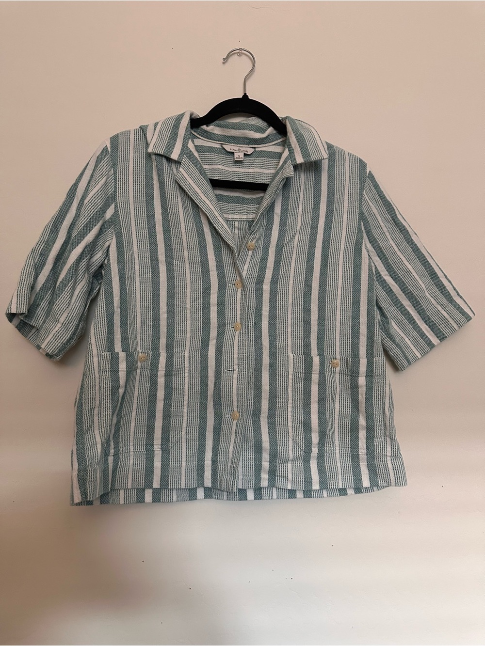 Signature Striped Crewneck Sweater in Teal and White